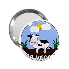 Friends Not Food - Cute Cow 2 25  Handbag Mirrors by Valentinaart