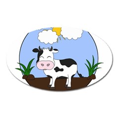 Friends Not Food - Cute Cow Oval Magnet by Valentinaart