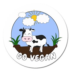 Friends Not Food - Cute Cow Magnet 5  (round) by Valentinaart