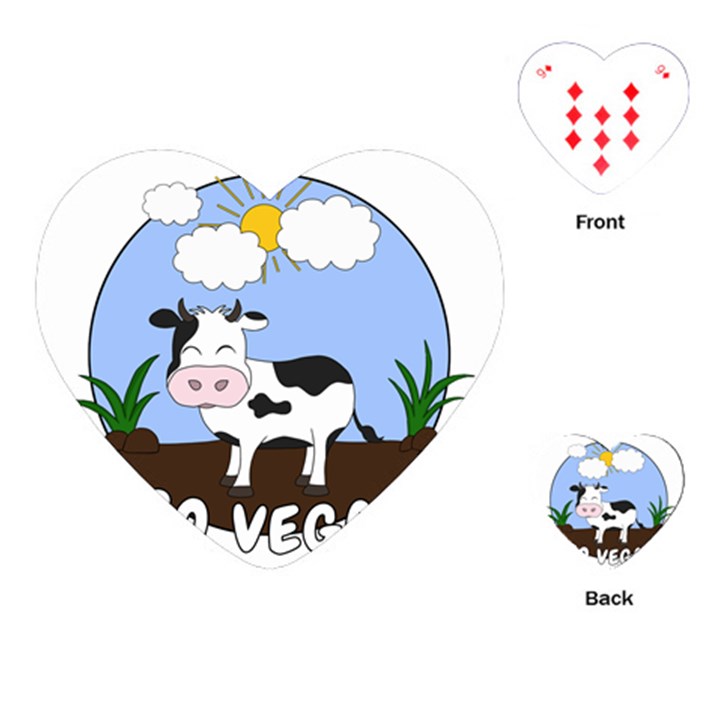 Friends Not Food - Cute Cow Playing Cards (Heart) 