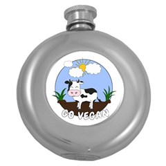 Friends Not Food - Cute Cow Round Hip Flask (5 Oz) by Valentinaart