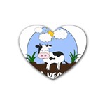 Friends Not Food - Cute Cow Rubber Coaster (Heart)  Front