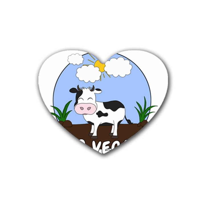 Friends Not Food - Cute Cow Rubber Coaster (Heart) 