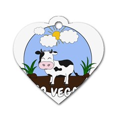 Friends Not Food - Cute Cow Dog Tag Heart (two Sides) by Valentinaart