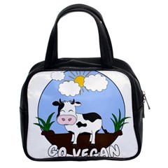 Friends Not Food - Cute Cow Classic Handbags (2 Sides) by Valentinaart