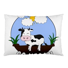 Friends Not Food - Cute Cow Pillow Case by Valentinaart