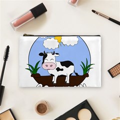 Friends Not Food - Cute Cow Cosmetic Bag (medium)  by Valentinaart