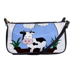 Friends Not Food - Cute Cow Shoulder Clutch Bags by Valentinaart