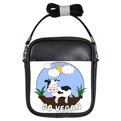 Friends Not Food - Cute Cow Girls Sling Bags by Valentinaart