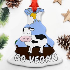 Friends Not Food - Cute Cow Christmas Tree Ornament (two Sides) by Valentinaart