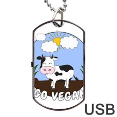 Friends Not Food - Cute Cow Dog Tag Usb Flash (one Side) by Valentinaart