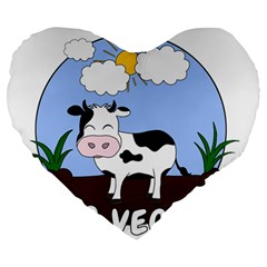 Friends Not Food - Cute Cow Large 19  Premium Heart Shape Cushions by Valentinaart