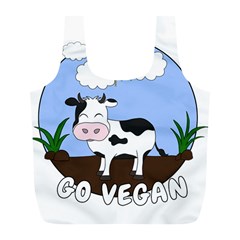 Friends Not Food - Cute Cow Full Print Recycle Bags (l)  by Valentinaart