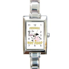 Friends Not Food - Cute Cow, Pig And Chicken Rectangle Italian Charm Watch by Valentinaart