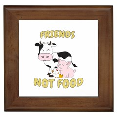 Friends Not Food - Cute Cow, Pig And Chicken Framed Tiles by Valentinaart