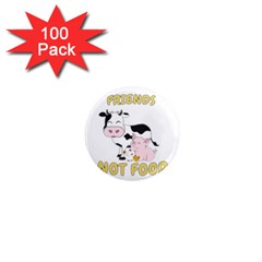 Friends Not Food - Cute Cow, Pig And Chicken 1  Mini Magnets (100 Pack)  by Valentinaart