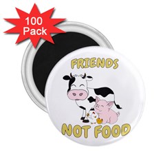 Friends Not Food - Cute Cow, Pig And Chicken 2 25  Magnets (100 Pack)  by Valentinaart