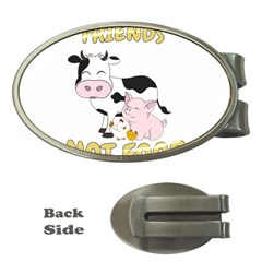 Friends Not Food - Cute Cow, Pig And Chicken Money Clips (oval)  by Valentinaart