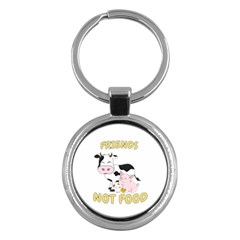 Friends Not Food - Cute Cow, Pig And Chicken Key Chains (round)  by Valentinaart