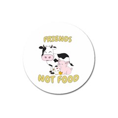 Friends Not Food - Cute Cow, Pig And Chicken Magnet 3  (round) by Valentinaart