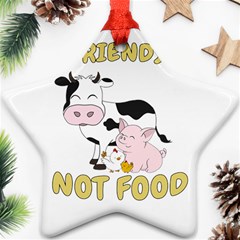 Friends Not Food - Cute Cow, Pig And Chicken Star Ornament (two Sides) by Valentinaart