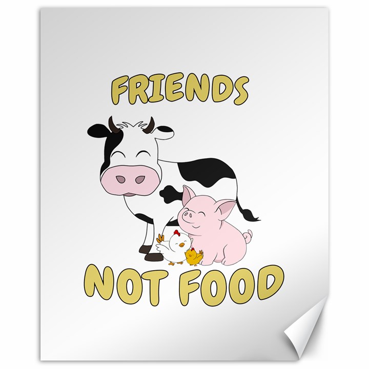 Friends Not Food - Cute Cow, Pig and Chicken Canvas 16  x 20  