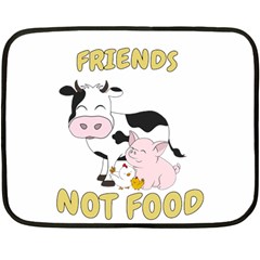 Friends Not Food - Cute Cow, Pig And Chicken Fleece Blanket (mini) by Valentinaart