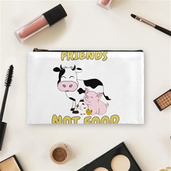 Friends Not Food - Cute Cow, Pig And Chicken Cosmetic Bag (medium)  by Valentinaart