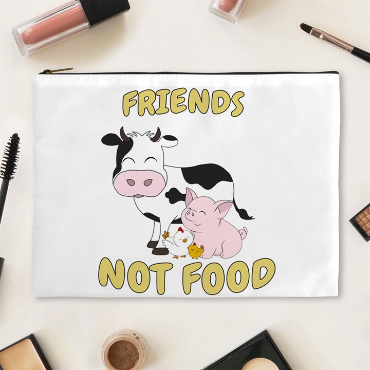 Friends Not Food - Cute Cow, Pig and Chicken Cosmetic Bag (XL)