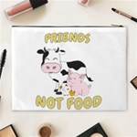 Friends Not Food - Cute Cow, Pig and Chicken Cosmetic Bag (XL) Back