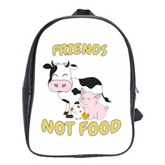 Friends Not Food - Cute Cow, Pig And Chicken School Bag (large) by Valentinaart