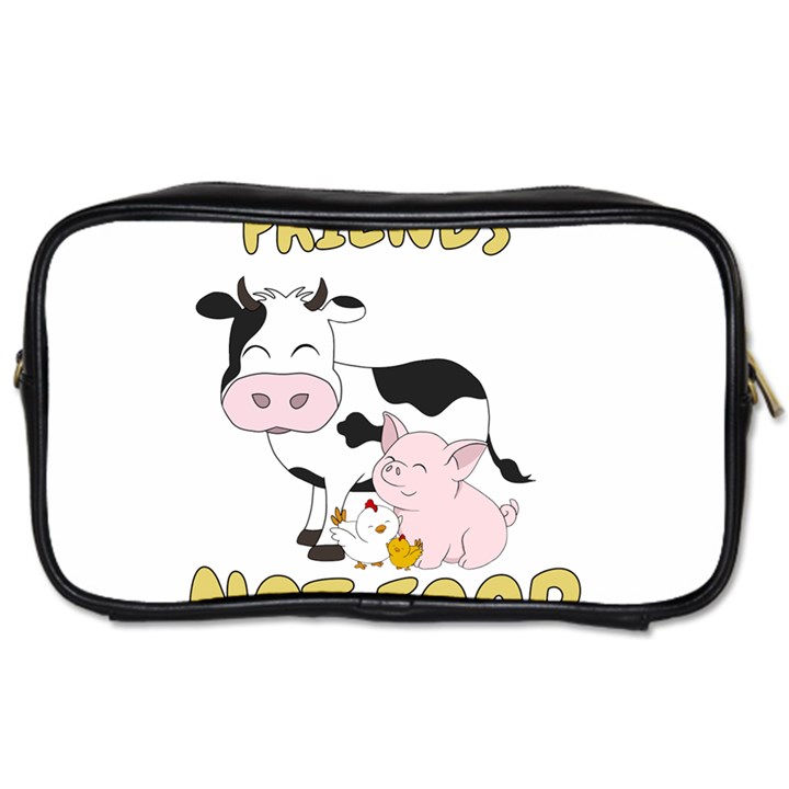 Friends Not Food - Cute Cow, Pig and Chicken Toiletries Bags 2-Side