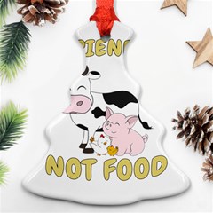 Friends Not Food - Cute Cow, Pig And Chicken Christmas Tree Ornament (two Sides) by Valentinaart