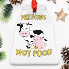 Friends Not Food - Cute Cow, Pig And Chicken Bell Ornament (two Sides) by Valentinaart