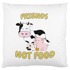 Friends Not Food - Cute Cow, Pig And Chicken Large Cushion Case (two Sides) by Valentinaart