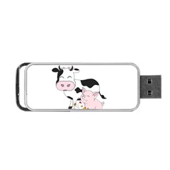 Friends Not Food - Cute Cow, Pig And Chicken Portable Usb Flash (two Sides) by Valentinaart