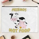 Friends Not Food - Cute Cow, Pig and Chicken Cosmetic Bag (XXXL)  Front