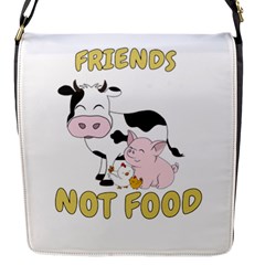 Friends Not Food - Cute Cow, Pig And Chicken Flap Messenger Bag (s) by Valentinaart