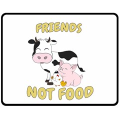 Friends Not Food - Cute Cow, Pig And Chicken Double Sided Fleece Blanket (medium)  by Valentinaart