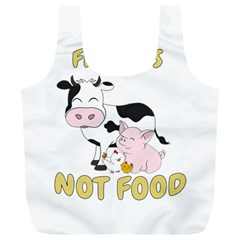 Friends Not Food - Cute Cow, Pig And Chicken Full Print Recycle Bags (l)  by Valentinaart