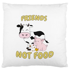 Friends Not Food - Cute Cow, Pig And Chicken Large Flano Cushion Case (one Side) by Valentinaart