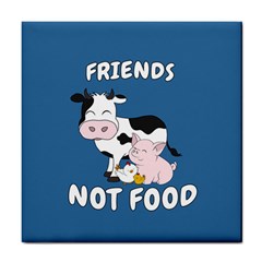 Friends Not Food - Cute Cow, Pig And Chicken Tile Coasters by Valentinaart