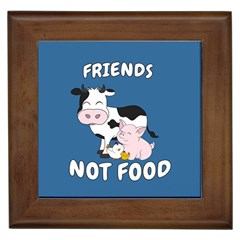 Friends Not Food - Cute Cow, Pig and Chicken Framed Tiles