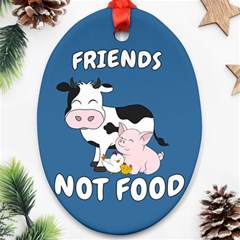 Friends Not Food - Cute Cow, Pig and Chicken Ornament (Oval)