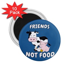 Friends Not Food - Cute Cow, Pig and Chicken 2.25  Magnets (10 pack) 