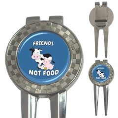 Friends Not Food - Cute Cow, Pig And Chicken 3-in-1 Golf Divots by Valentinaart