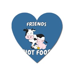 Friends Not Food - Cute Cow, Pig And Chicken Heart Magnet by Valentinaart