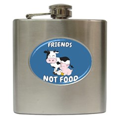 Friends Not Food - Cute Cow, Pig and Chicken Hip Flask (6 oz)