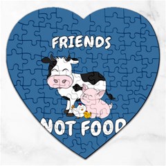 Friends Not Food - Cute Cow, Pig and Chicken Jigsaw Puzzle (Heart)