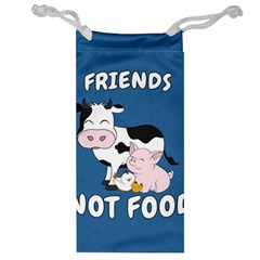 Friends Not Food - Cute Cow, Pig And Chicken Jewelry Bag by Valentinaart